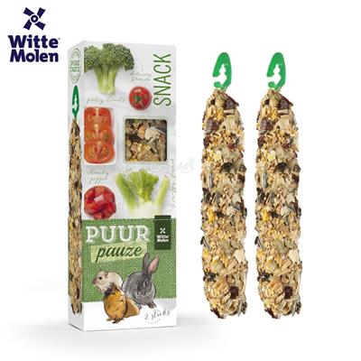 PUUR Pauze Sticks Vegetables  - ขนมสติ๊กแท่ง รสผักรวม สำหรับ กระต่าย แกสบี้ ชินชิล่า หนูและสัตว์ฟันแทะอื่นๆ (2แท่ง, 110g)